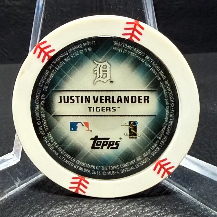 Justin Verlander 2015 Topps Chipz Poker Chip Detroit Detroit Tigers