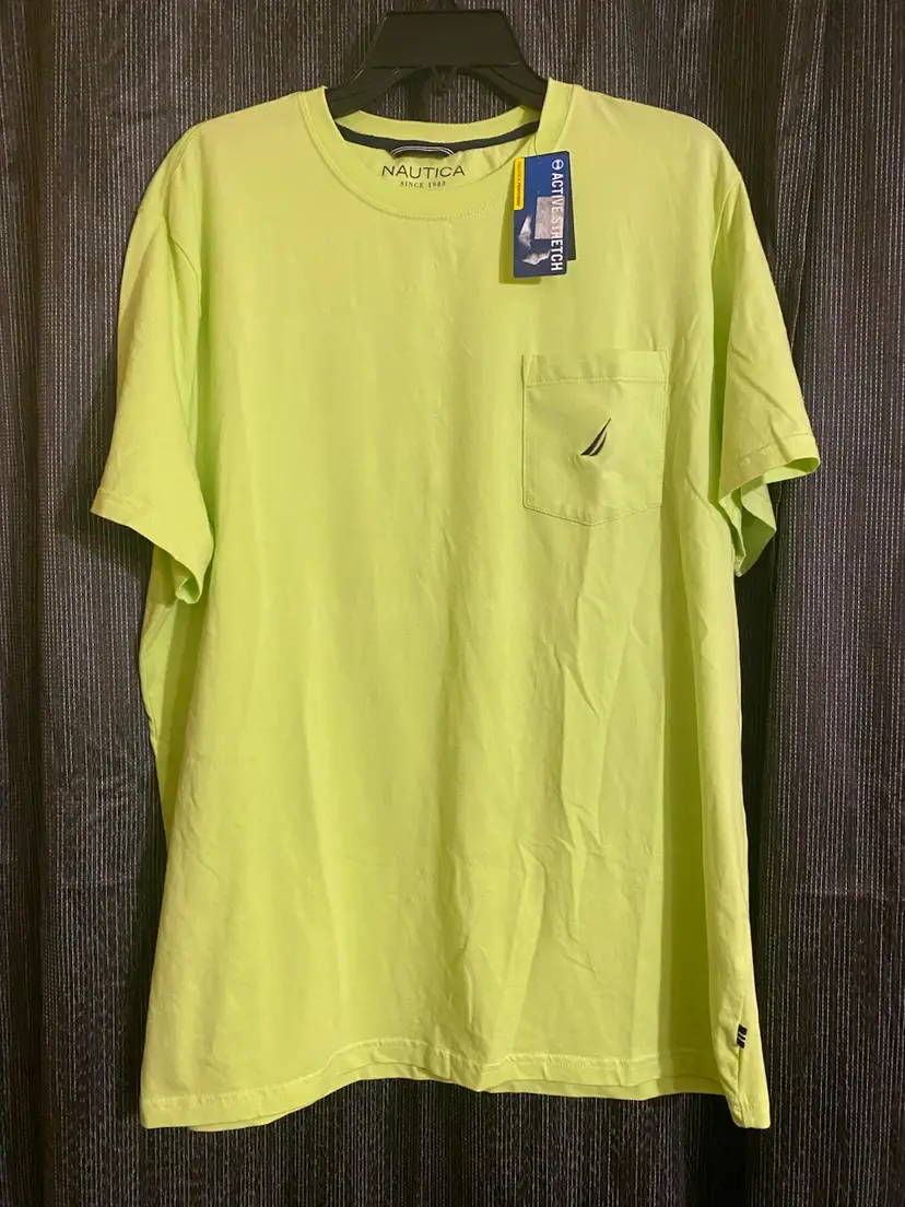 Nautica Men's Size Large Classic Fit Lime Green Short Sleeve Performance Tee NWT