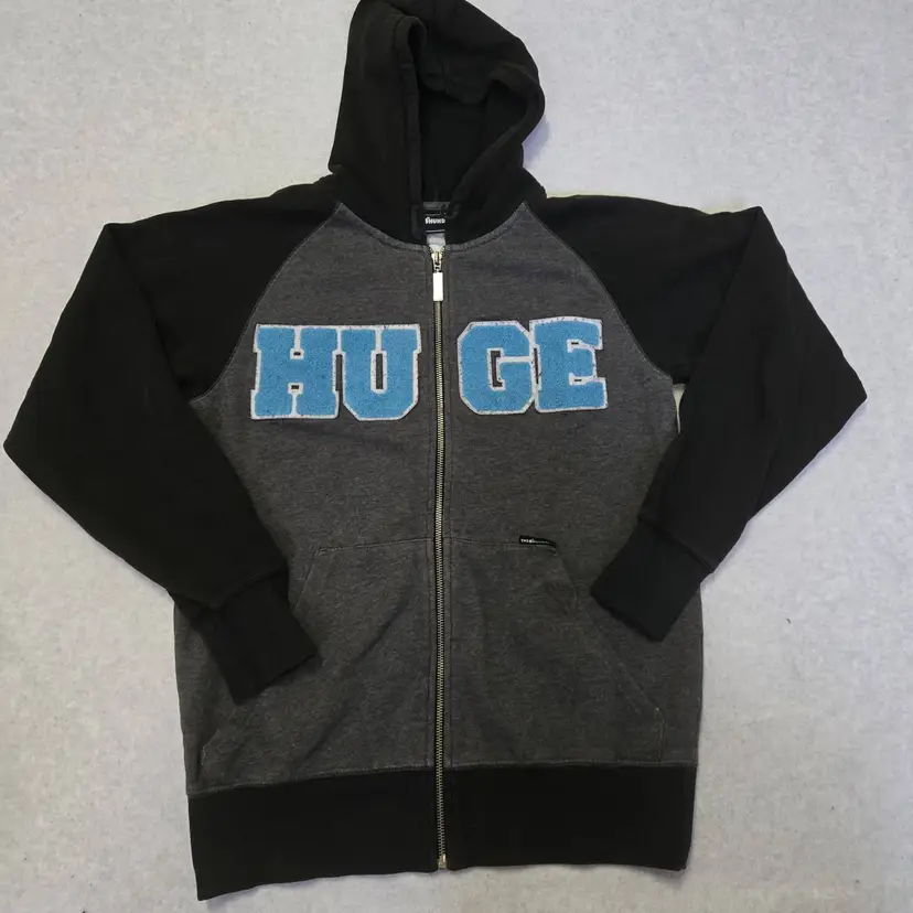 The Hundreds Hoodie Men's L Charcoal/Black HUGE Solano Zip Up