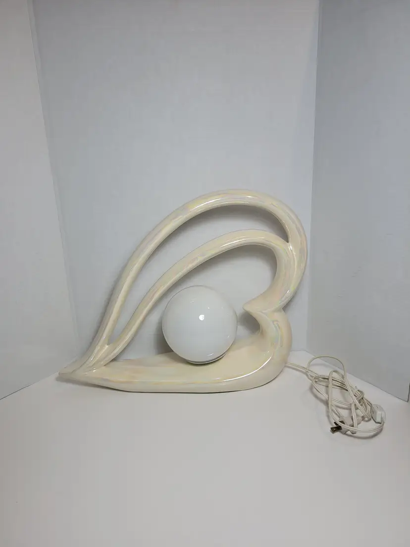 Vintage 80's Heart Shaped Orb Lamp Iridescent Table Night Light Lamp Tested