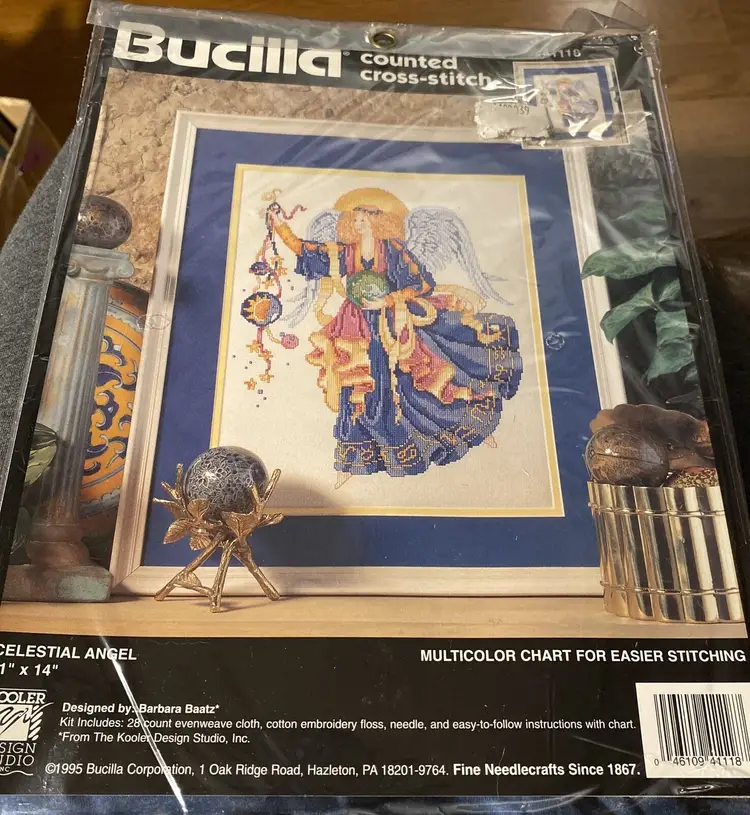 Bucilla Cross Stitch Kit Celestial Angel 41118 designer Barbara Bantz NOS 1995