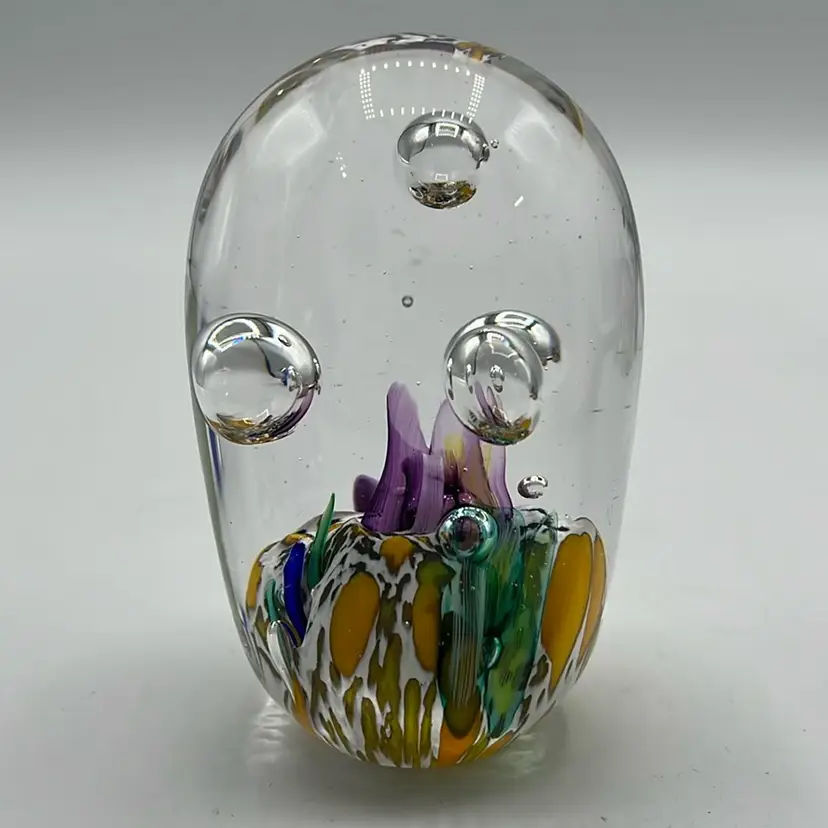 Glass Eye Studio Signed 1999 Under Sea Cylinder Shaped Paperweight