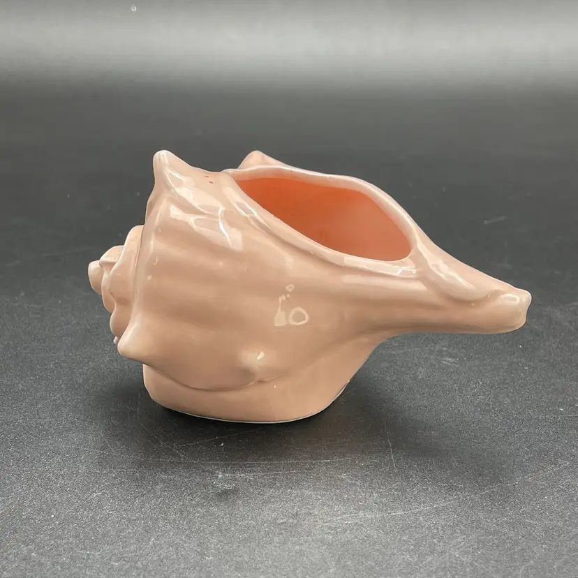 Pink Ceramic Seashell Vintage Planter Vase Ocean Nautical Beach Decor