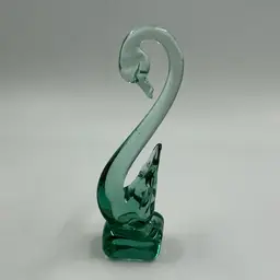 Vintage Teal Art Glass Swan
