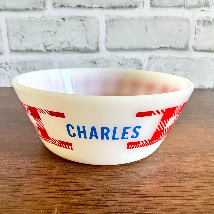 Vintage Federal Red & White Checkered Charles Cereal Bowl