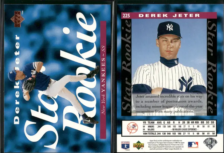 Derek Jeter Rookie Lot of 10 Baseball Cards CC13