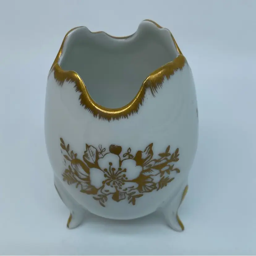 #2928 France Vintage Limoges Cracked Egg Design Vase Container Easter Decor