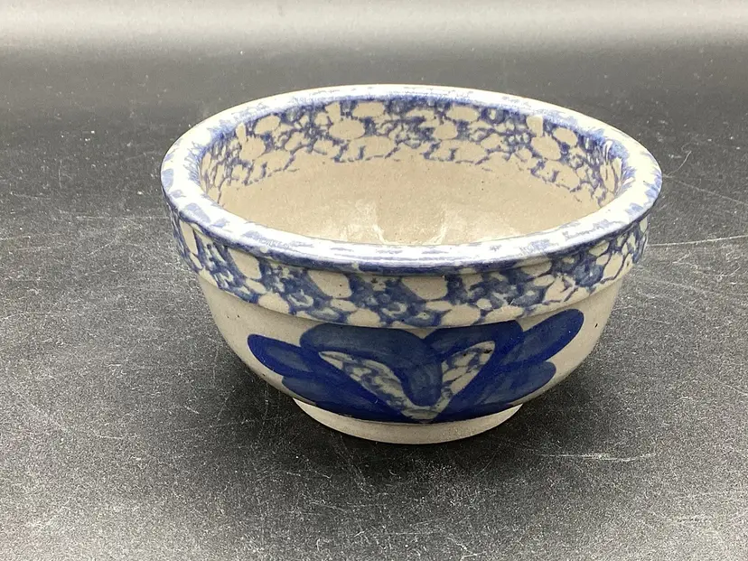 1842-Small BBP Pottery Bowl With Winged Heart Pattern