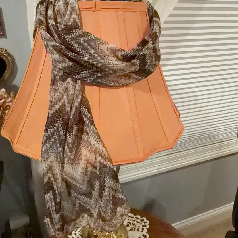 Vintage silk scarf Chevron/ Snake skin like design ~58”x10”