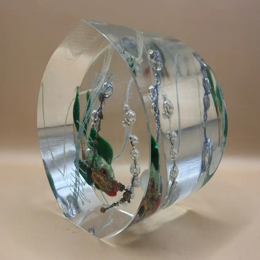 Bohemian Vltava Czech Glass Polished Teardrop Aquarium Paperweight 3.25β