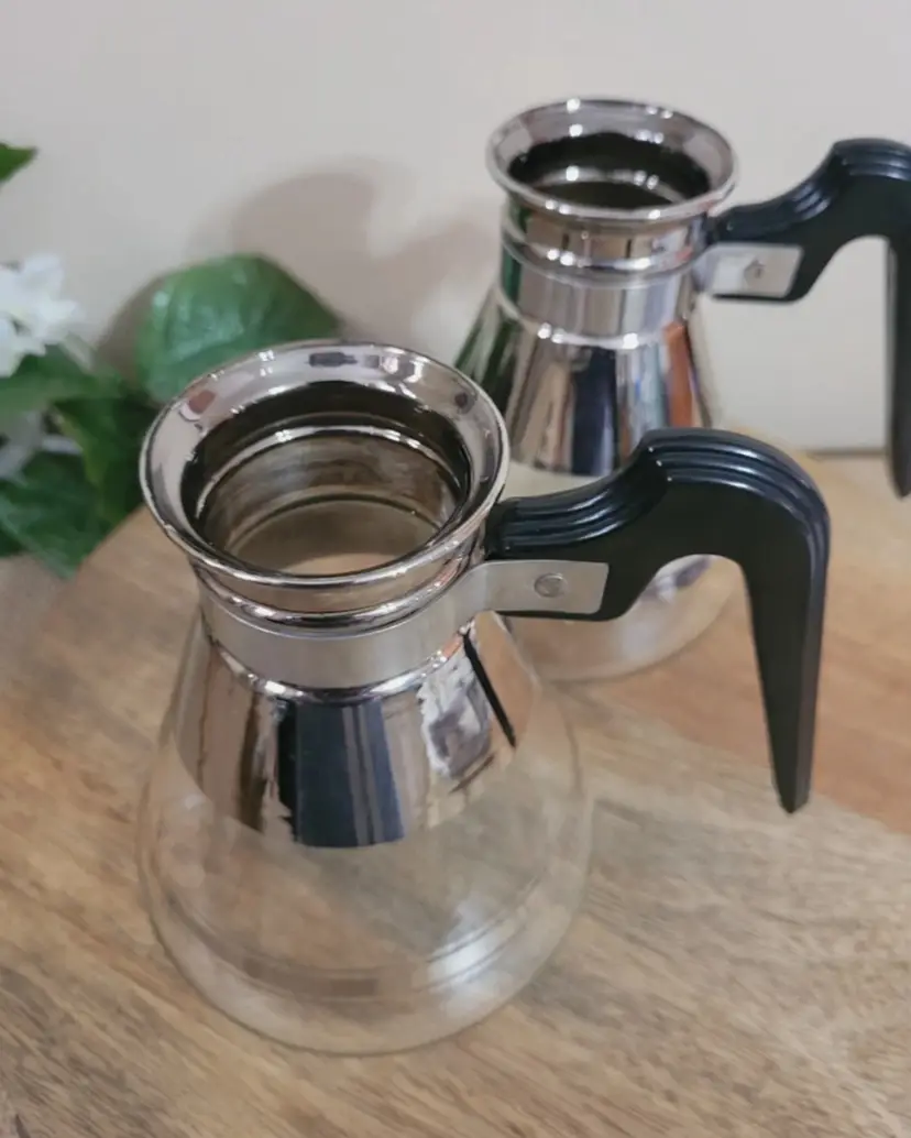 Set of Two Small Mid Century Atomic Carafes 5.5"