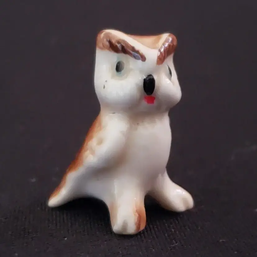 Miniature Ceramic Porcelain Owl Figurine 1" tall multicolor Unbranded READ DESC
