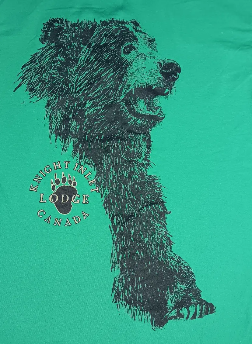 vintage Grizzly Bear Canada t shirt Embroidered Knight Inlet Lodge Animal