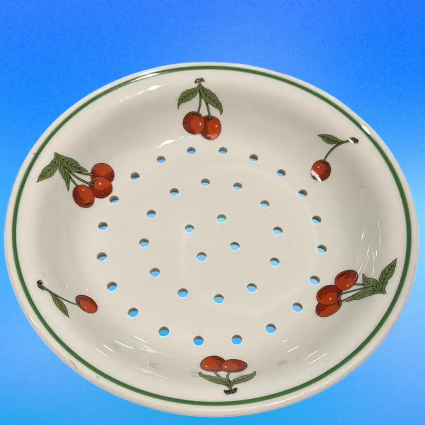 Alpilco Porcelain Cherry Fruit Strainer / Colander- France