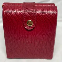 Vintage Red Leather Travel Jewelry Case