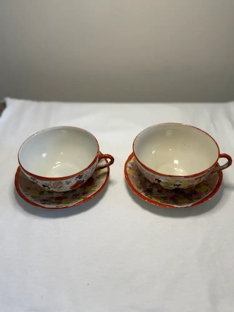 Pair Of Cups And Saucers China Geisha Ware