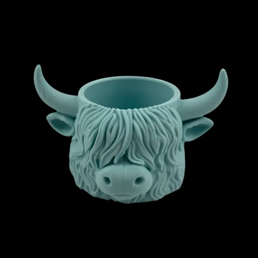 2 inch Highland Cow Planter in Aqua🐬 (no drainage holes)