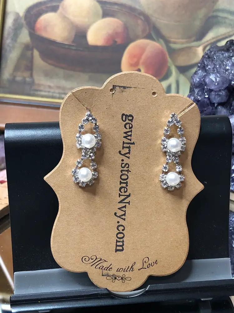 Dazzling Cz Sparkly Earrings Faux Pearl ⭐️