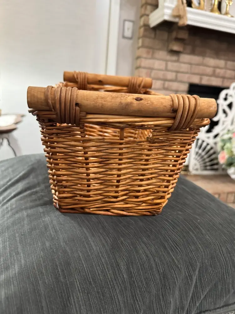 Rectangular Basket With Wooden Handles