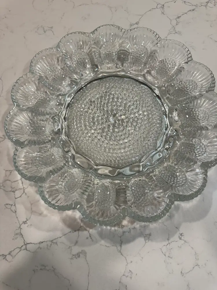 Vintage Indiana Glass Clear Hobnail Deviled Egg Plate