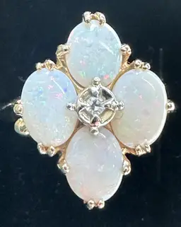 Stunning 14K Opal and Diamond Ring