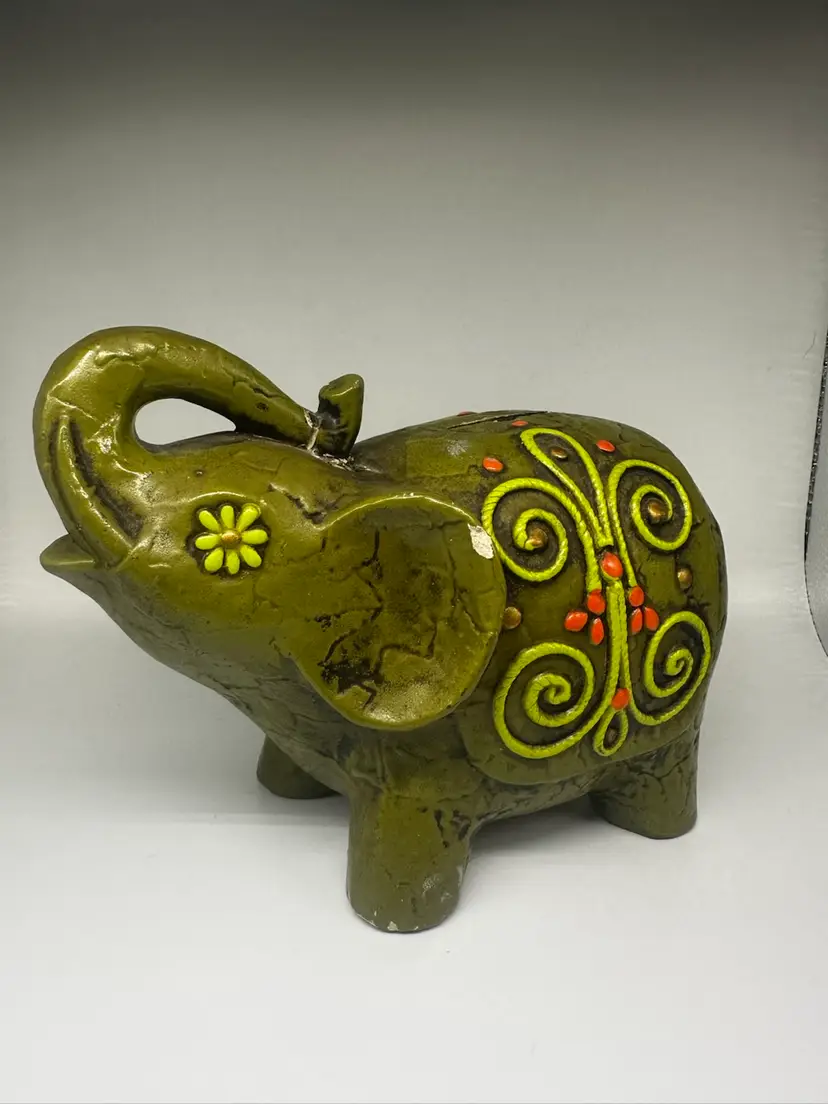 Fitz & Floyd Elephant Paper Mache Bank