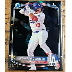 Eduardo Quintero 2025 Bowman Sapphire 1st Black Refractor 4/10 Los Angeles Dodgers