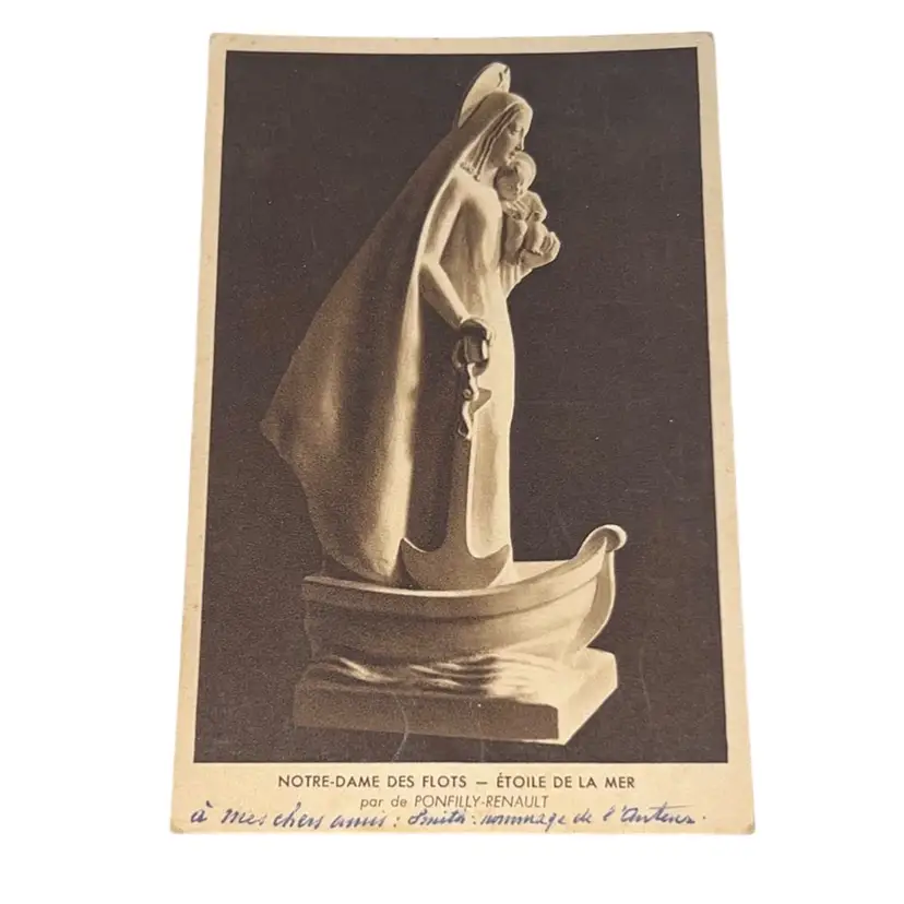Our Lady Of The Waves Statue By Renault French Postcard 1951