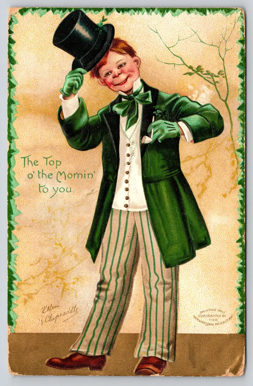 Postcard Top Of The Mornin To You Ellen Clapsaddle St Patrick's Day Irish Lad - 15298