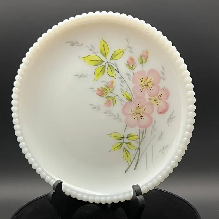 Westmoreland Painted Milk Glass Plate 1