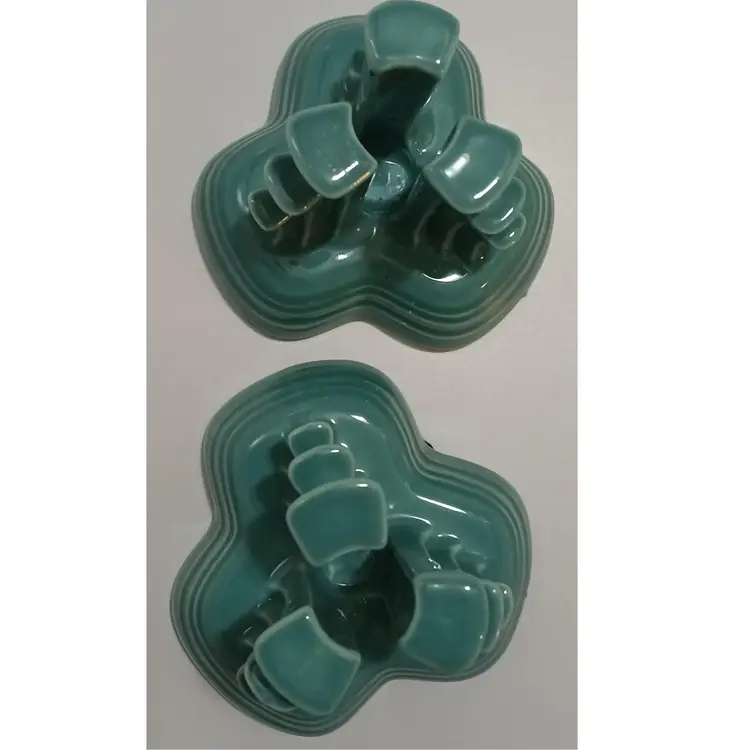 Lovely Fiesta Turquoise Pyramid Or Tripod Candle Holders; Set Of 2