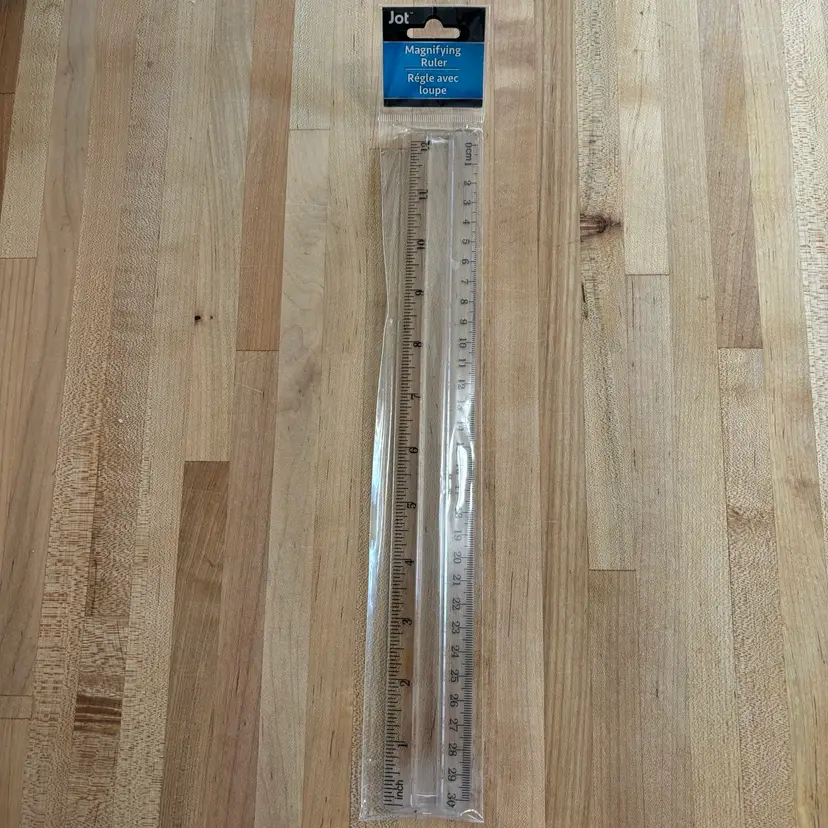 Jot Clear Plastic Magnifying Ruler 12”/30cm Raised Center