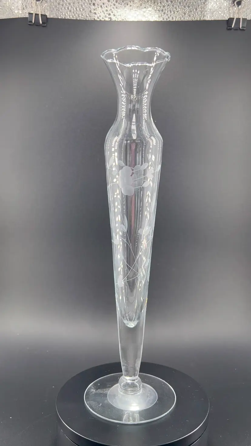 Princess House Heritage Crystal Etched Bud Vase