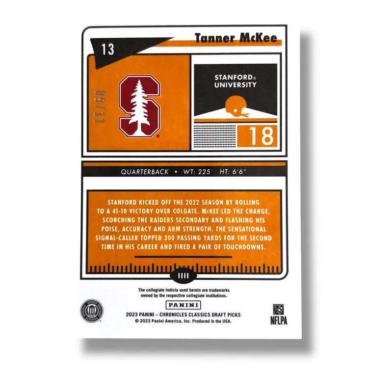 2023 Panini Chronicles Classics Tanner McKee Cracked Ice 9/11