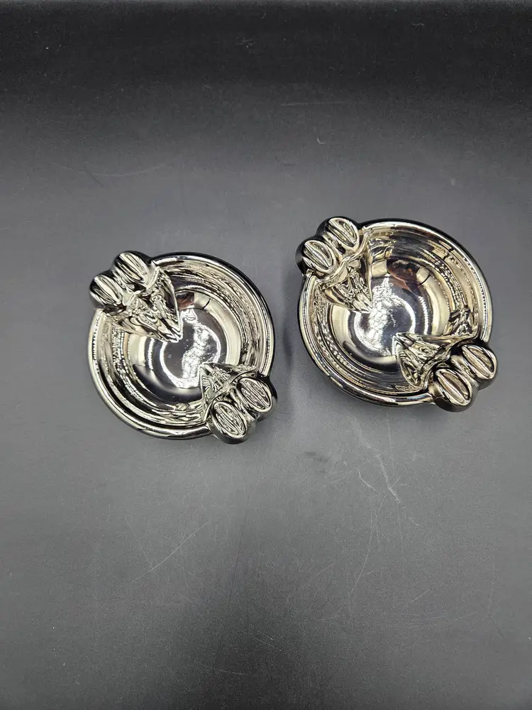 #01 - Silver Tone Ashtray MCM Set of 2