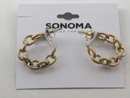 Sonoma Gold Tone Chain Link Hoop Pierced Earrings NWT