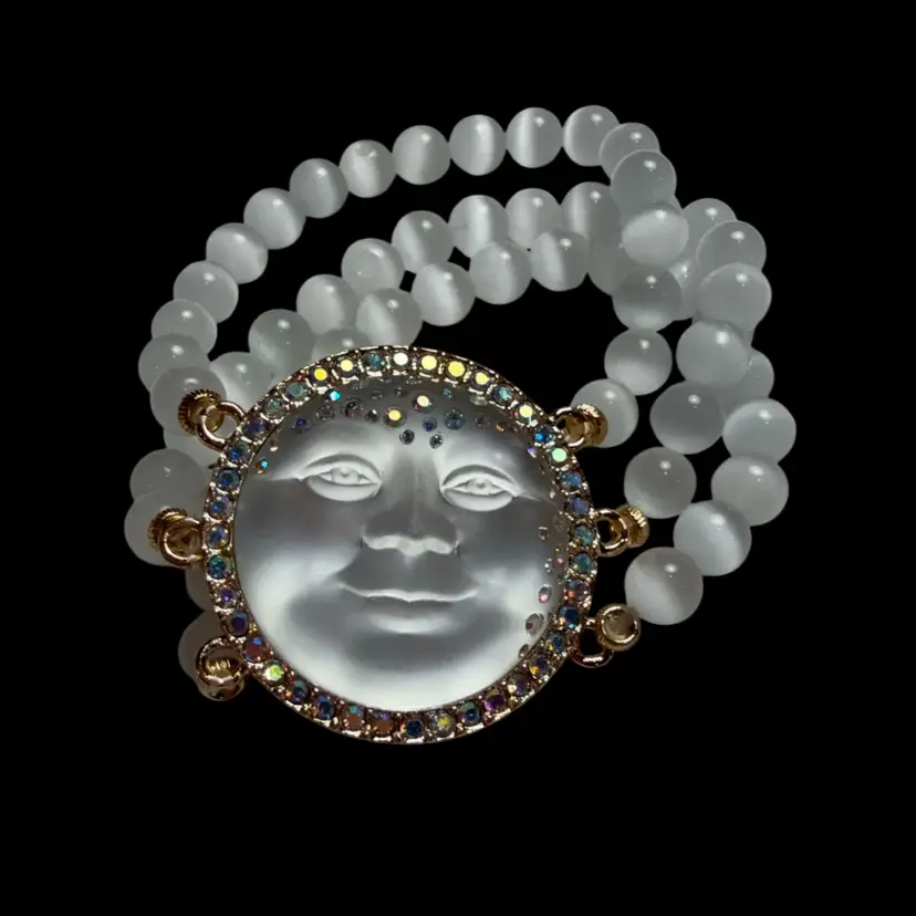 Kirk’s Folly Sea View Goddess Moonglow Opalescent AB Rhinestones Stretch Bracelet - New - Rare Color Combination