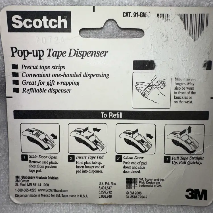 NOS Vintage 2006 3M Scotch Pop Up Tape Dispenser Teal w/75 Strips Unopened