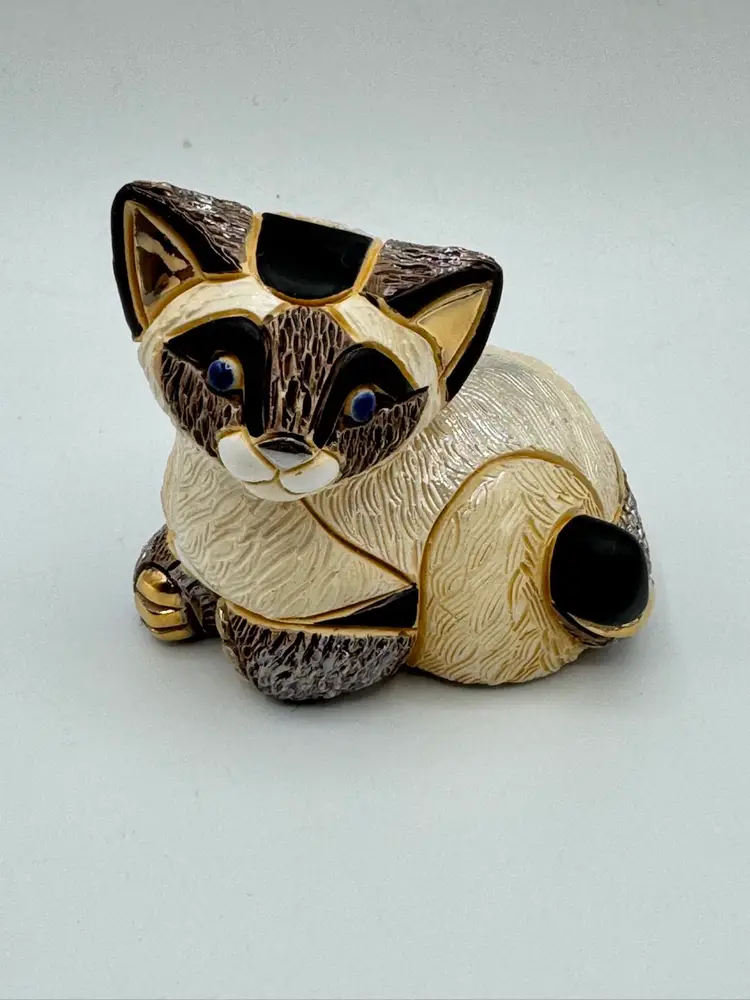 De Rosa Rinconada Siamese Kitten Resting  F322B Gold Accents 2.5" Tall NIB