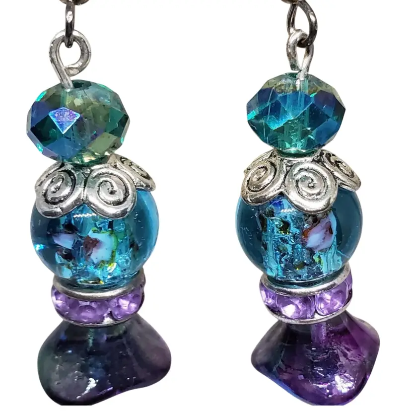 Handcrafted Murano Style Glass Bead Earrings