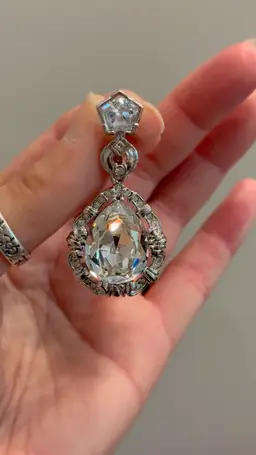 Vintage Avon's Marie Antoinette Smithsonian Institution Crystal Drop Clip Earrings, 2”