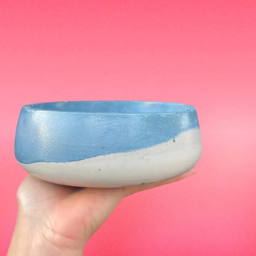 7” Blue Split Concrete Bowl