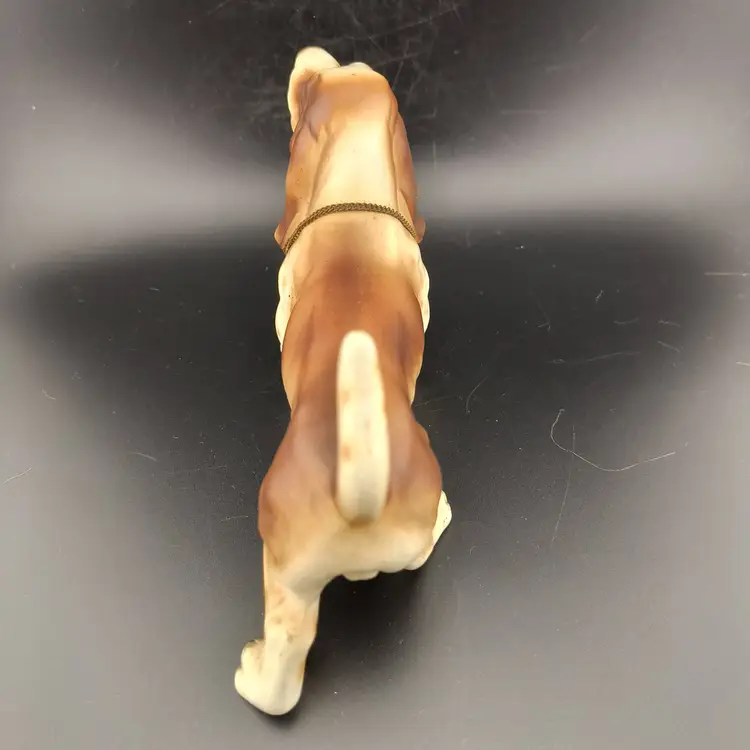 Vintage Bassett Hound Dog Figurine with Chain Collar Unmarked