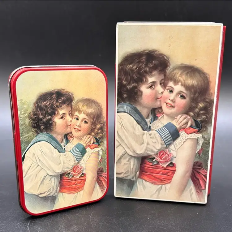 #01 Vintage A Set Of 2 Trinket Tins Hoffmann Swiss Made