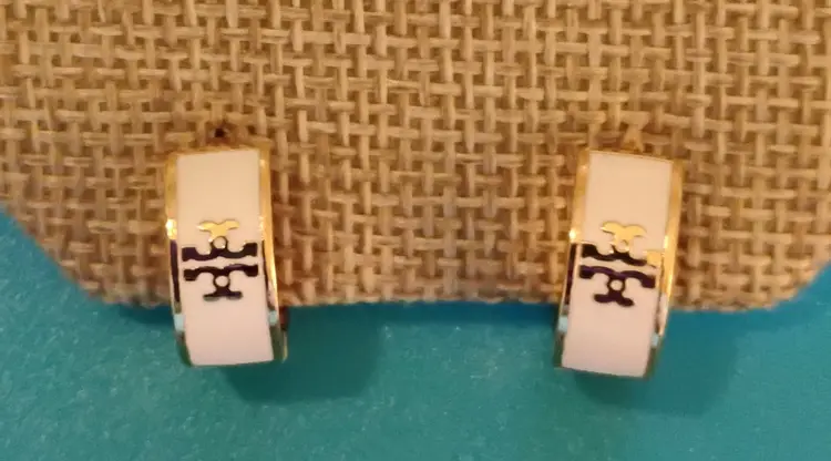 Troy Burch "Kira" Earrings, Pierced, New, Enamel Huggie Hoops