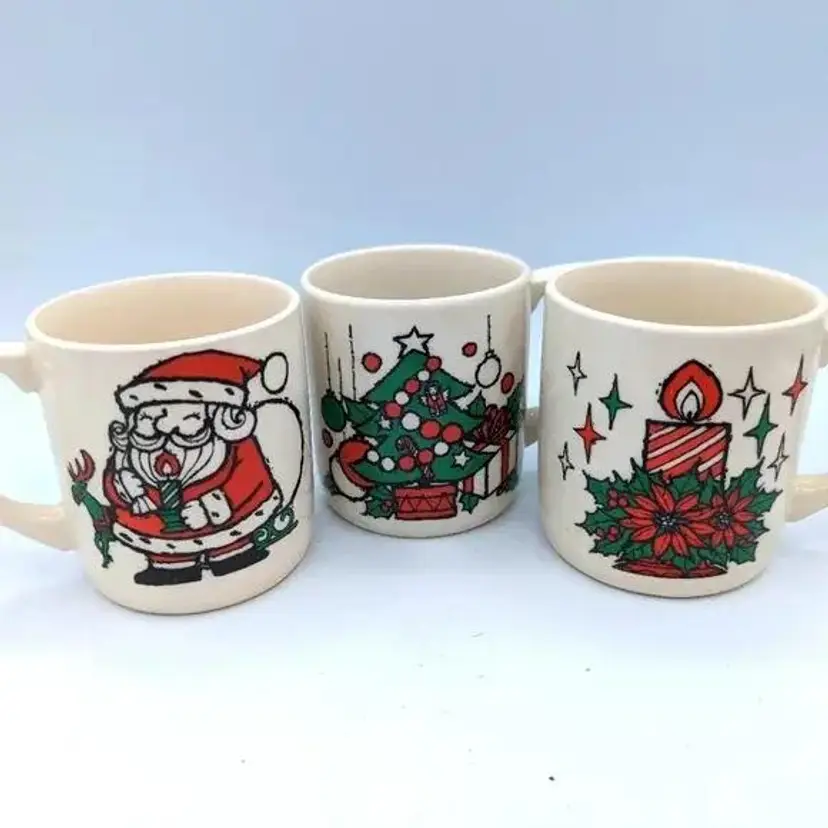 Christmas Mugs, Three, Mid-Century, Japan