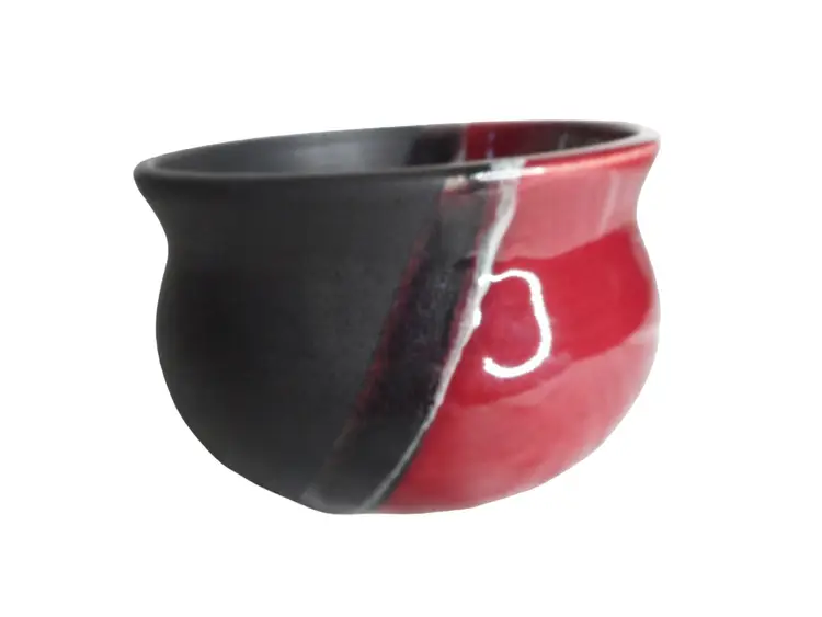 Handmade Burgundy Black Bowl or Planter Signed