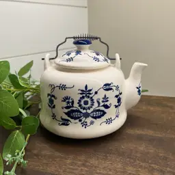 Vintage Armbee Blue & White Floral Teapot, Blue and White Kitchen, Tea with Friends, White and Blue Teapot, Farmhouse Country Cottage