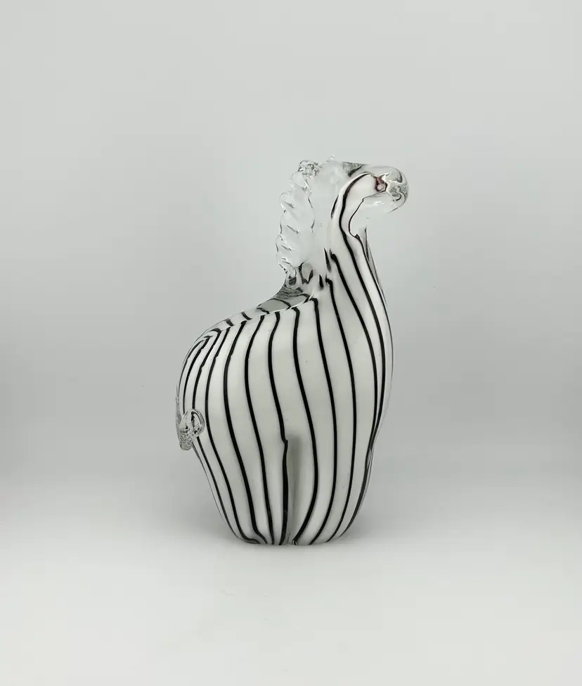 Vintage Glass Zebra #2 Paperweight/Figurine 4.5”x 2.5”x 6.25”