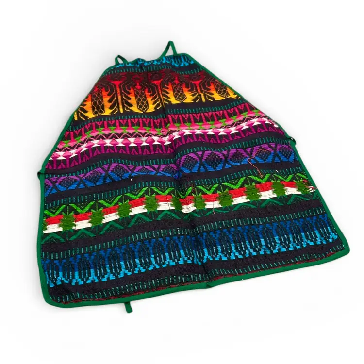 Hand-woven Guatemalan Apron with Colorful Traditional Motifs And Pockets